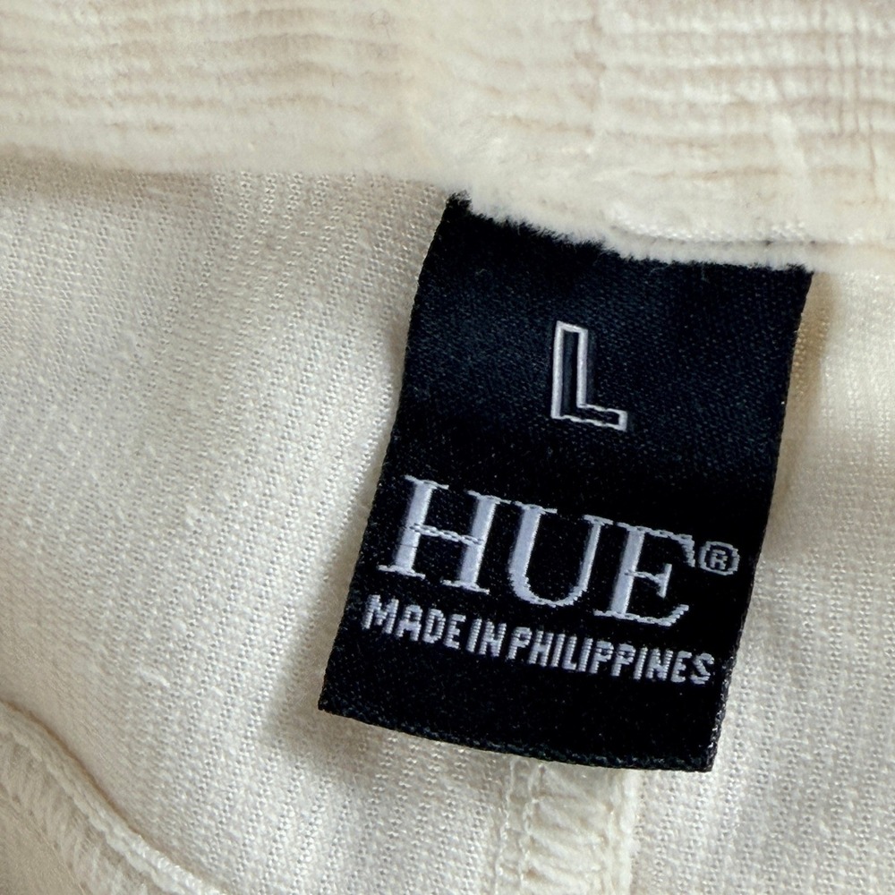 HUE Corduroy Leggings Womens Large Cream Off-White Stretch Slim Fit Good - Picture 8 of 12